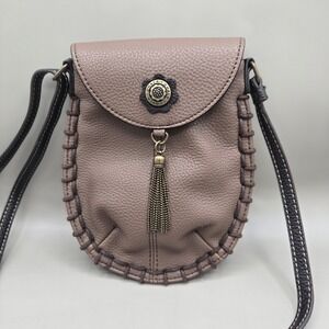 Chala Charming Brown Leather Phone Pouch Adjust Crossbody Flap W/ Metal Tassel